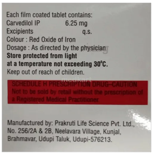 carvistar 6.25mg tablet 15's